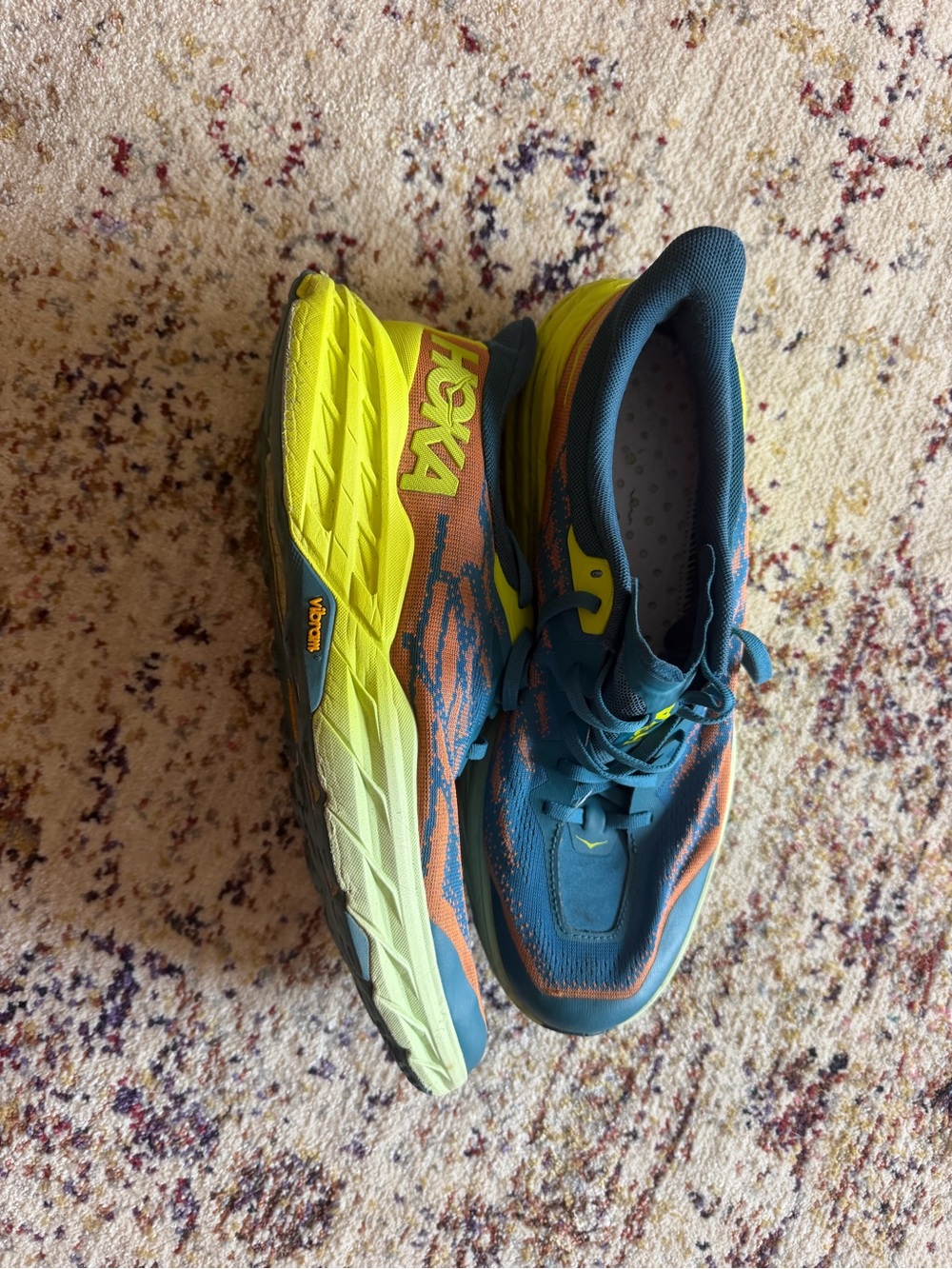 Hoka Men, Neon Yellow, and Orange Trail Sneakers - Picture 2 of 5